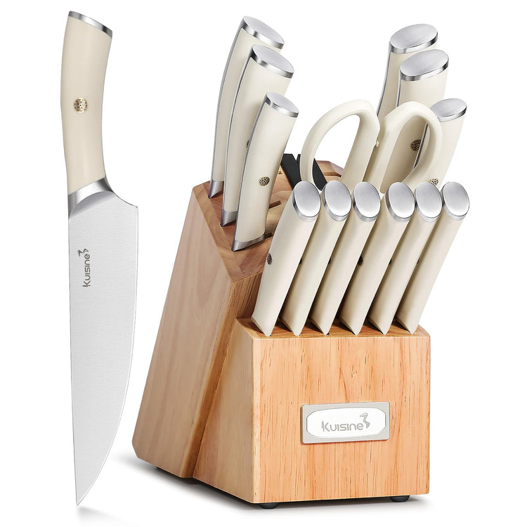 Upgraded Knife Set High Carbon Stainless Steel Super Sharp Blade Ergonomic Rivet Handle (15 Count)