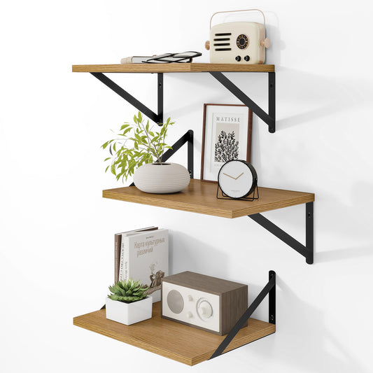 16W x 12D Deep Floating Shelves Set of 3 Oak (3 Count)