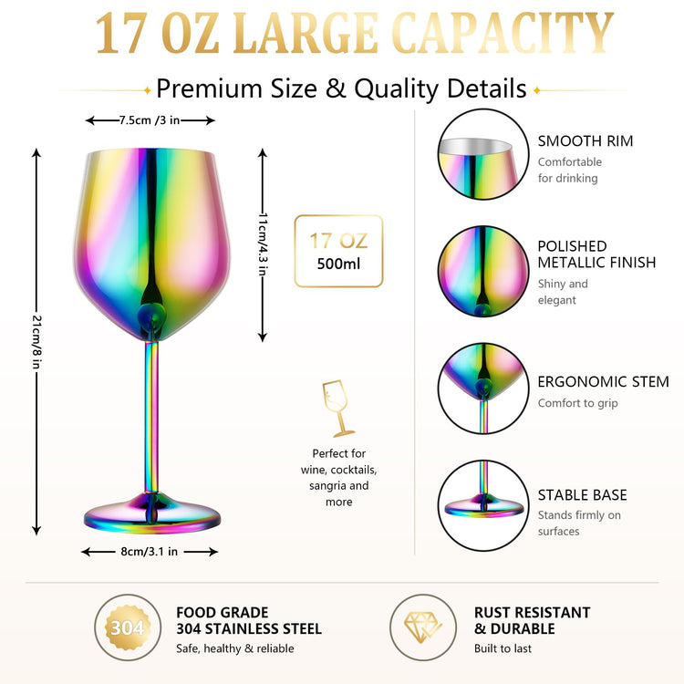 Unbreakable Stainless Steel Wine Glasses Set of 2 (2 Count)