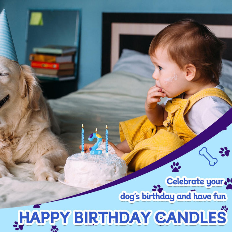 13PCS Blue Dog Paw Birthday Candles Set Cake Topper Numeral Birthday Candles for Boy Girl Dog Paw Decoration (13 Count)