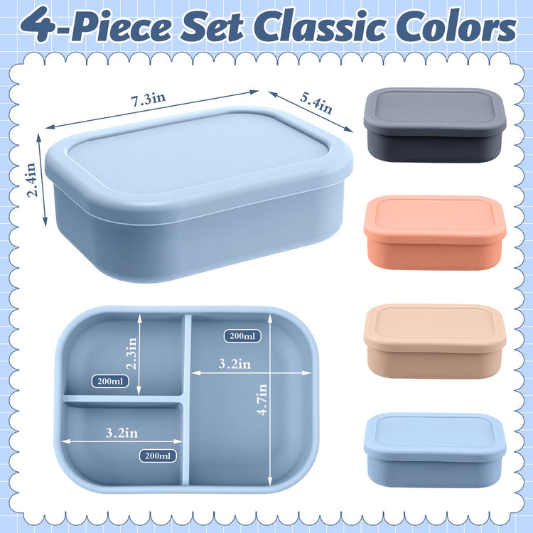 4 Pcs Silicone Bento Box (4 Count)