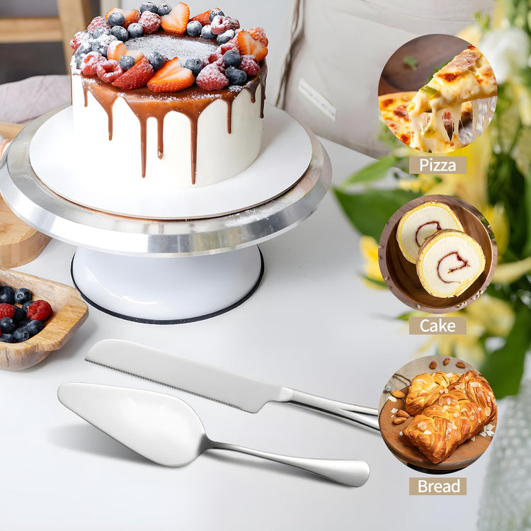 Silver Cake Cutting Set for Wedding