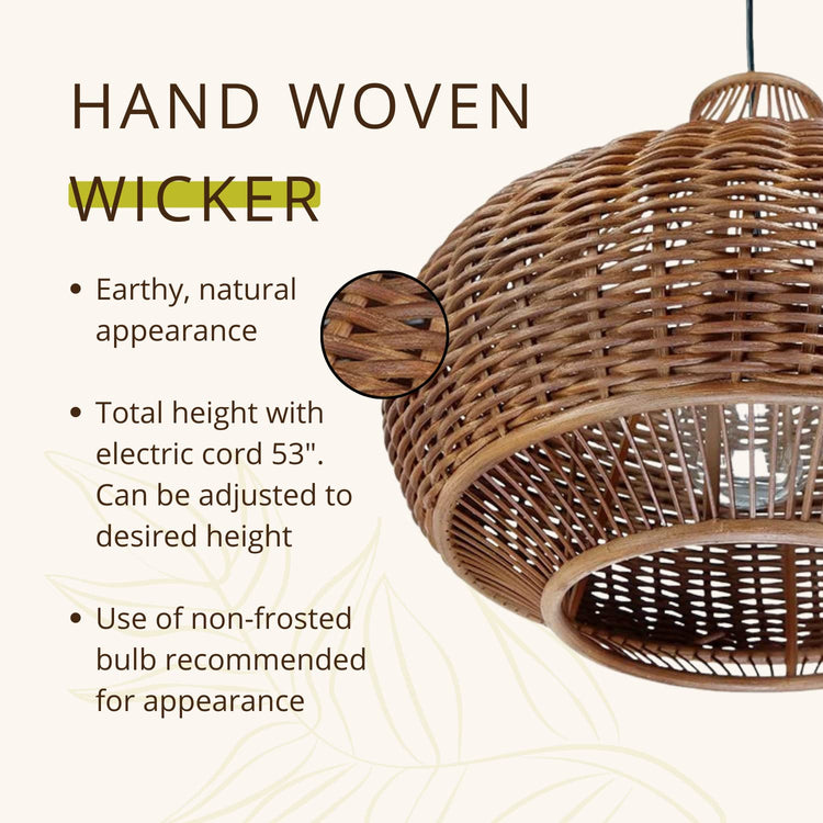 Wicker Pear Pendant Lamp Wicker & Bamboo Ball Pendant Light