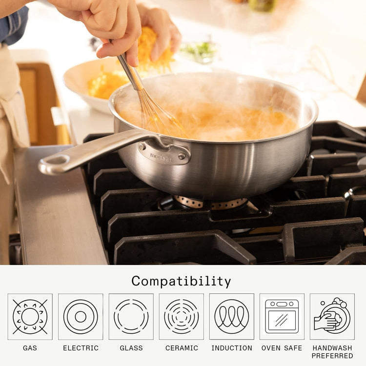 Cookware 5 Quart Stainless Steel Saucier Pan