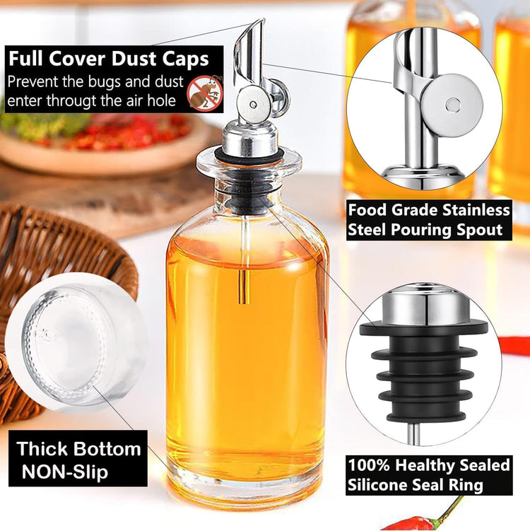 Pafusen 6 Pack Weighted Liquor Pour Spout, Auto Flip Olive Oil Dispenser Spout, Pour Spout for Liquor Bottles, Olive Oil Spout, Bottle Pourers for Alcohol Wine Syrup Home Bar Accessories Silver