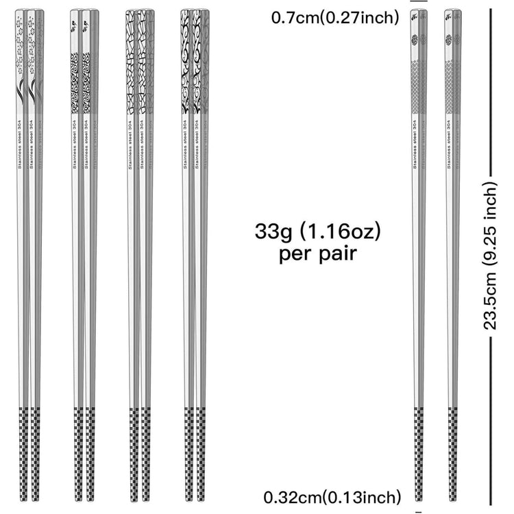 Metal Chopsticks Reusable 5 Pairs (5 Count)