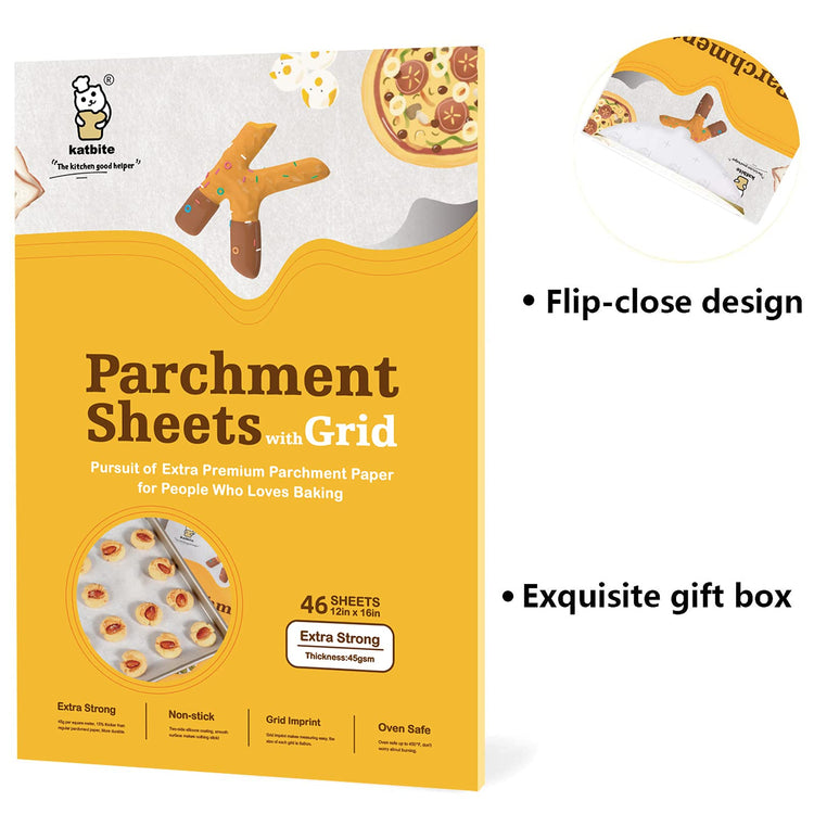 Precut Parchment Paper Sheets with Grid Lines (46 Count)