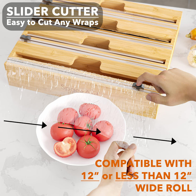 WrapNeat 4 in 1 Wrap Dispenser with Cutter and Labels