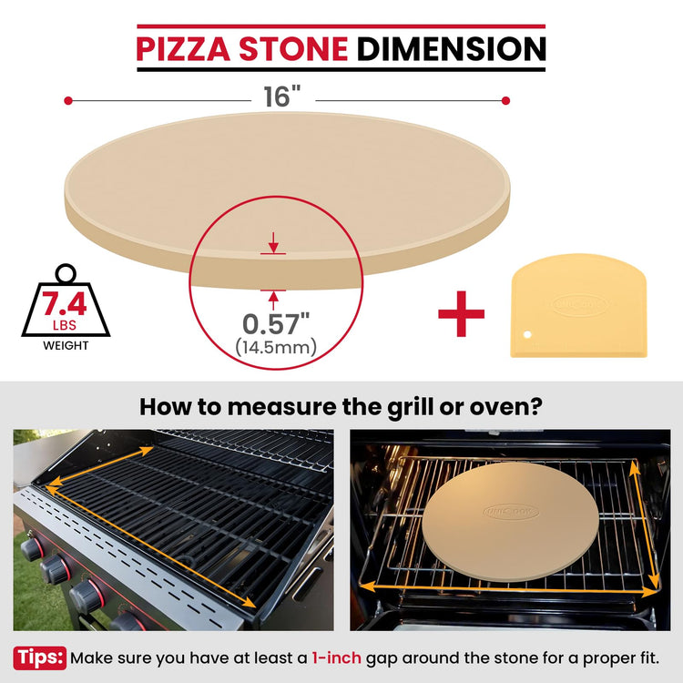 16" Round Pizza Stone for Oven and Grill