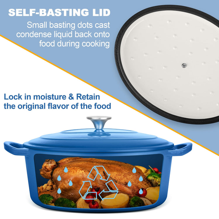 7QT Oval Dutch Oven Pot with Lid