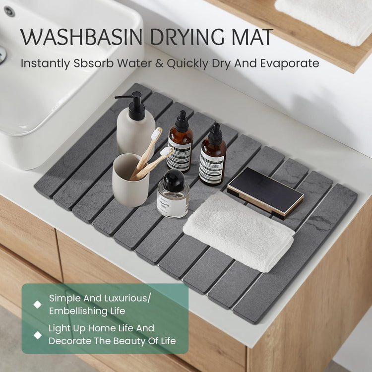 Stone Dish Drying Mat Collapsible Diatomaceous Earth Absorbent Mat Quick Dish Drying Pad Dish Rack Pad Match Any Counterto Multiple Usage for Kitchen