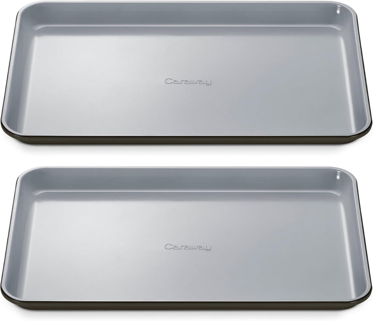 Caraway Non-Stick Ceramic Medium Baking Sheet - Naturally Slick Ceramic Coating - Non-Toxic, PTFE & PFOA Free - Perfect for Baking, Roasting, and More - Medium (15" x 10") - Black