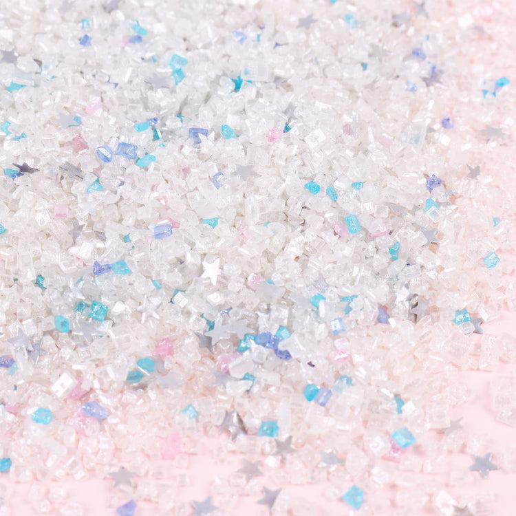 White Sanding Sugar Edible Silver Glitter Stars Mix (3.5 Ounce)