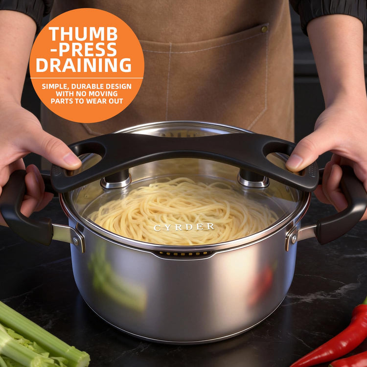 Stainless Steel Pasta Pot with Pour Spout and Strainer
