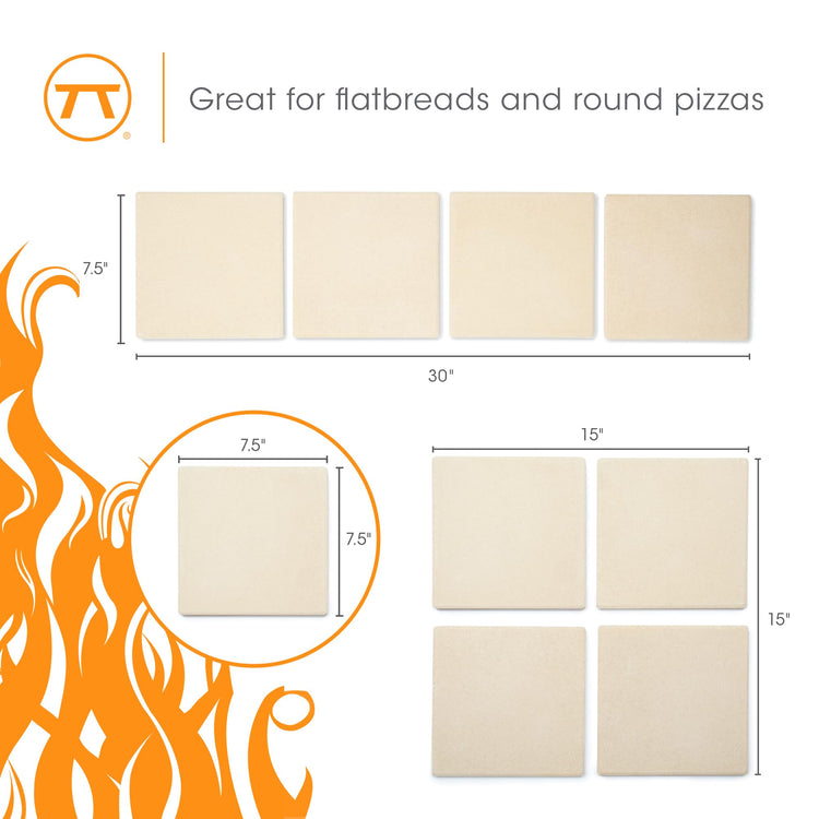 Pizza Grill Stone Tiles For Oven and Grill (4 Count)