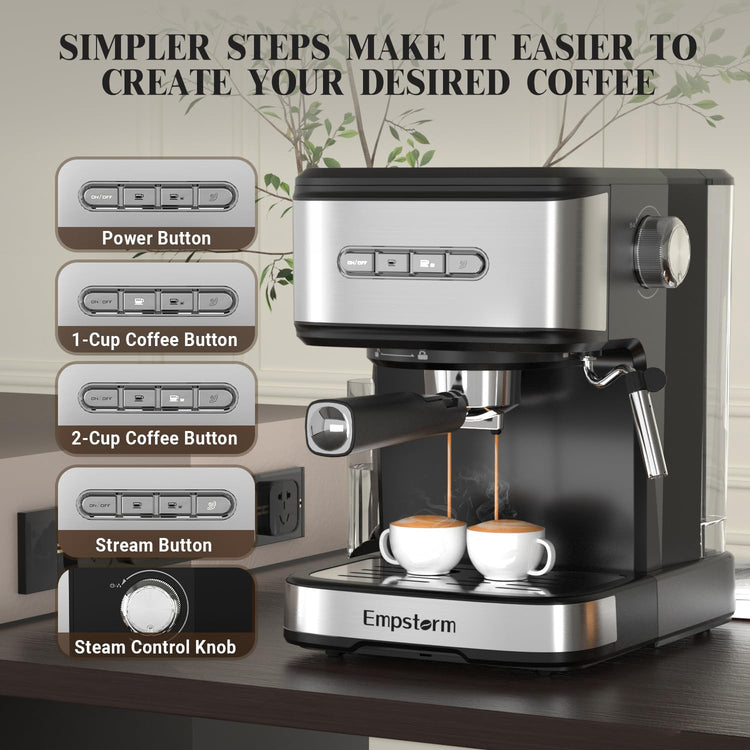 20 Bar Espresso Machine with Milk Frother Steam