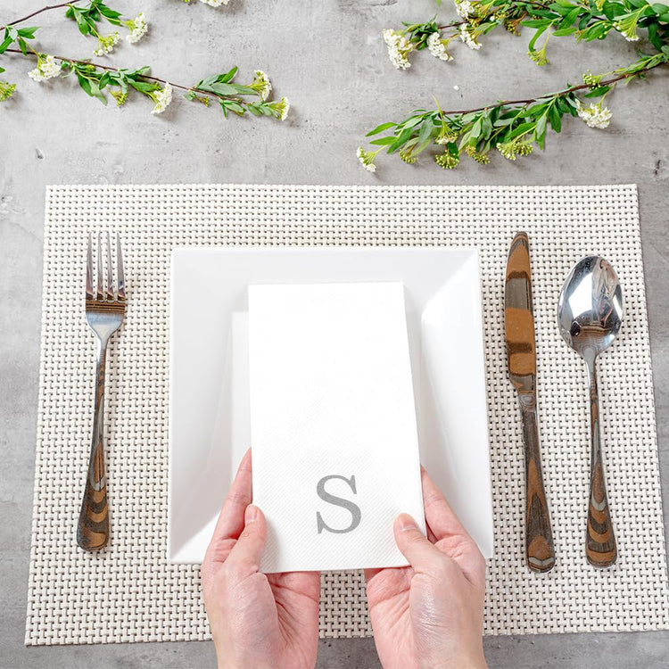 Silver S White Linen Feel Guest Towel Napkin (2000 Count)