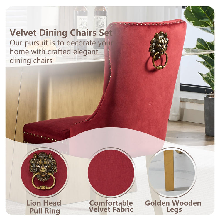 Burgundy Velvet Dining Chairs Set of 6 (6 Count)