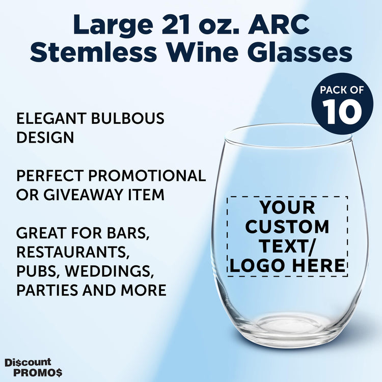 10 ARC Stemless Wine Glasses Set (10 Count)