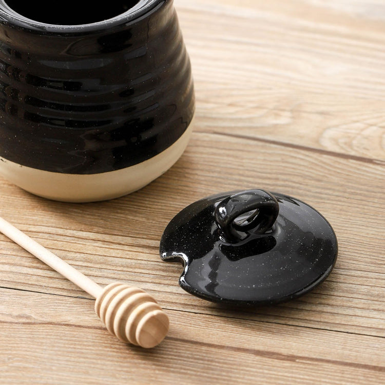 Ceramic 12 Ounce Honey Jar and Dipper Set