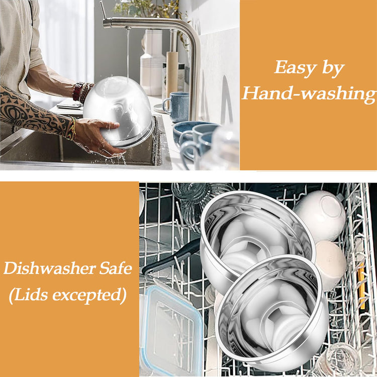 Mixing Bowls Stainless Steel Nesting Salad Bowls Set (6 Count)
