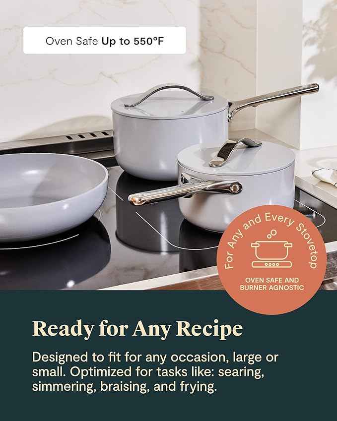 Caraway 24-Piece Nonstick Ceramic Cookware Set - Includes Fry Pans, Sauce, Sauté Pan, Dutch Oven, Petite Cooker, Stir Fry, Rondeau, Stock Pot, Lids & Storage Organizers - Sage