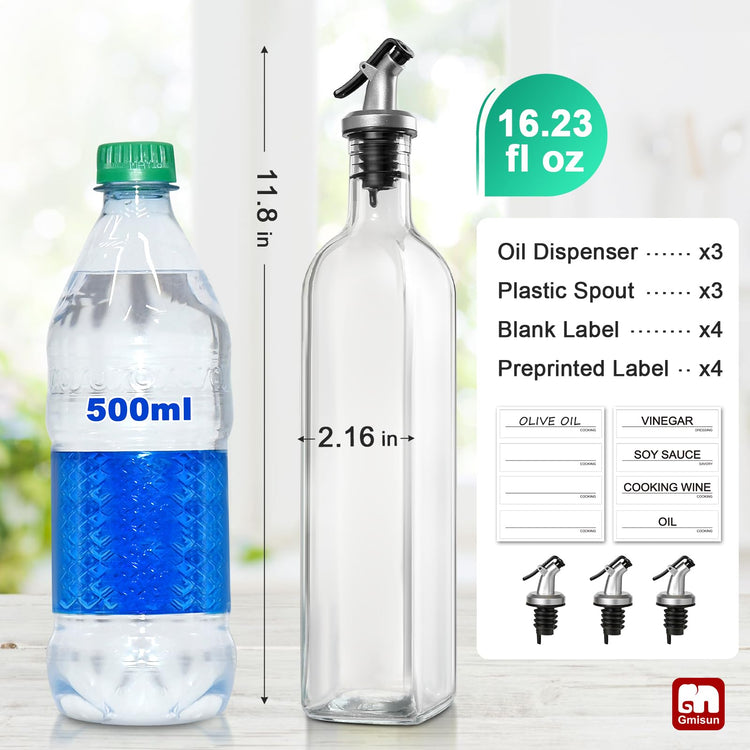 Olive Oil Dispenser And Vinegar Bottle 3 Pack 17oz (3 Count)