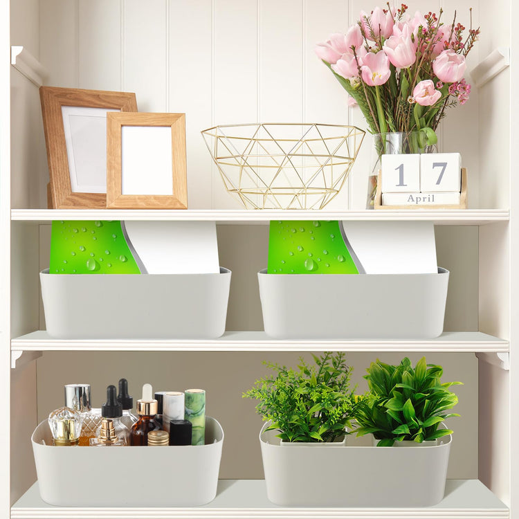 Plastic Storage Bins 10 Pcs Gray Pantry Organizer Bins Small Baskets Storage Containers for Home Kitchen (10 Count)