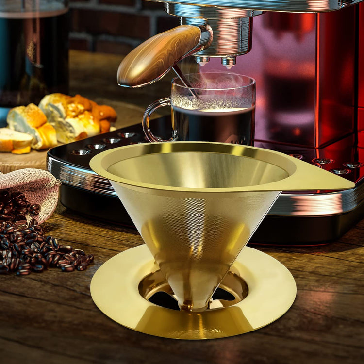 Pour Over Coffee Dripper Reusable Coffee Filter Paperless Coffee Filter Stainless Steel Pour Over Coffee Maker Cone Coffee Dripper for 1