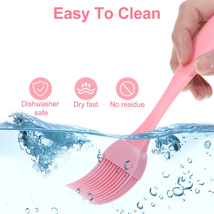 4 Pcs Silicone Basting Pastry Brush Heat Resistant Oil Brush for Cooking Kitchen Food Baking Butter Baster BBQ Grill Dishwasher Safe Multicolor for Sauce Marinade Meat Glazing (4 Count)
