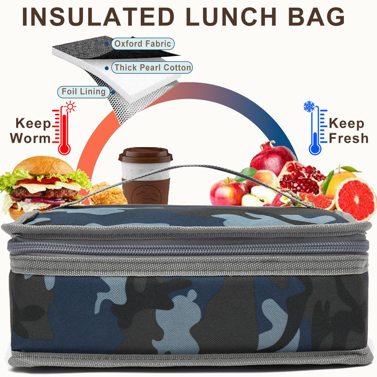 Small Insulated Lunch box Portable Soft Bag Mini Cooler Thermal Meal Tote Kit with Handle for Work & School