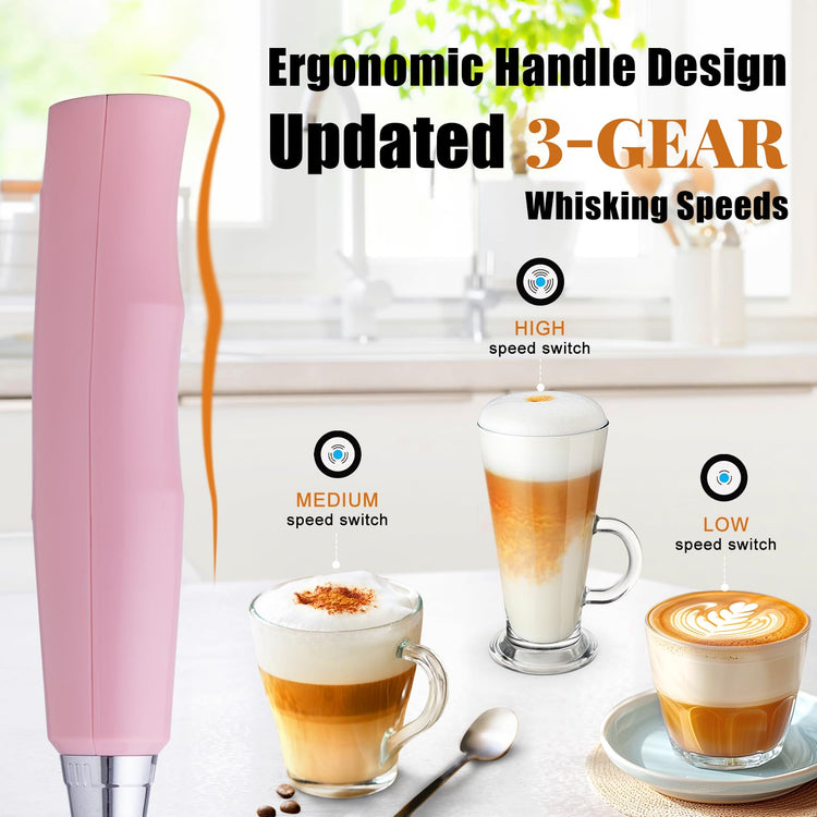 Pink Milk Frother Wand for Coffee