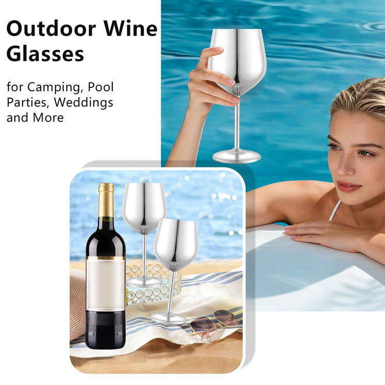 Unbreakable Stainless Steel Wine Glasses Set of 4 (4 Count)
