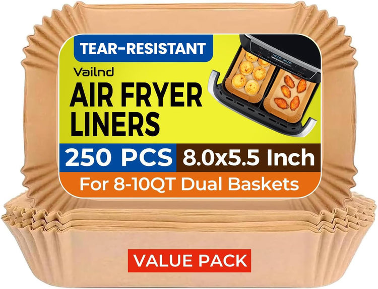 250Pcs 8x5.5 Inch Air Fryer Liners Disposable for Dual Basket (250 Count)