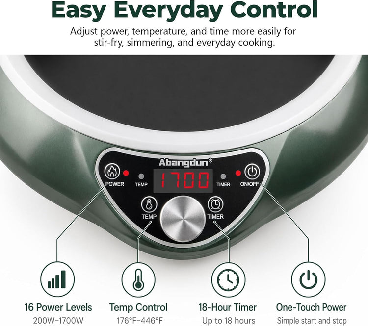 1700W 120V Concave Induction Wok Cooktop