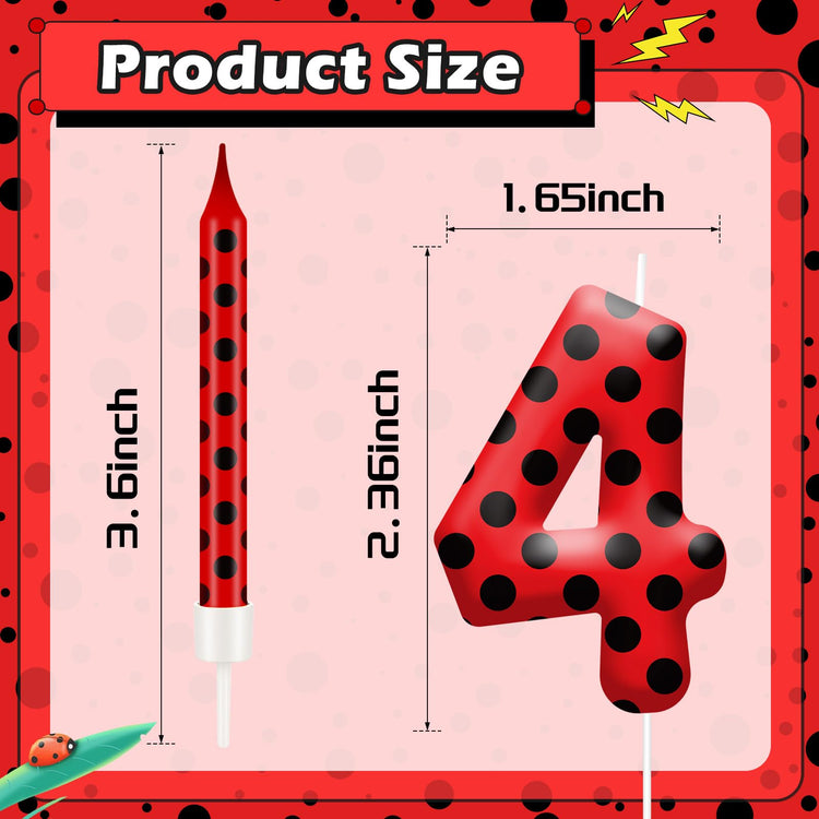 13PCS Ladybug Theme Birthday Candles Set (13 Count)
