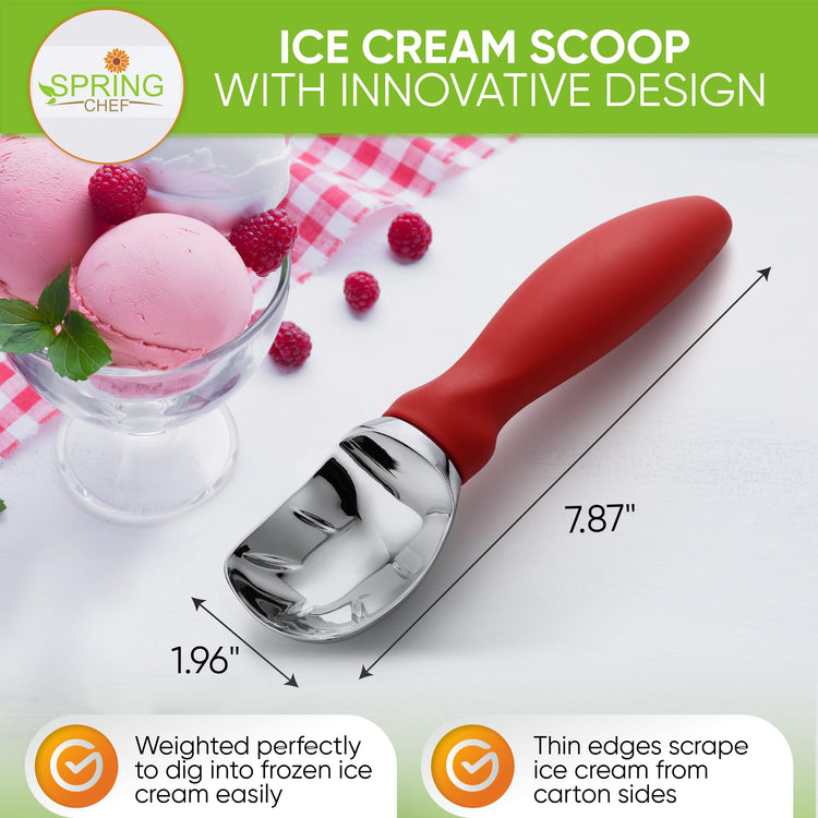 Heavy Duty Metal Ice Cream Scoop with Soft Grip Handle