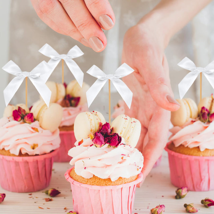 Black Bow Cupcake Toppers (40 Count)