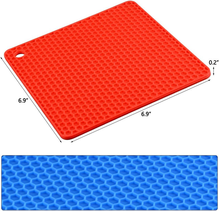CAKETIME Silicone Trivet Mats - Hot Pads Spoon Rest, Multipurpose Trivet for Hot Dishers Heat Resistant Food Grade Silicone Set of 4