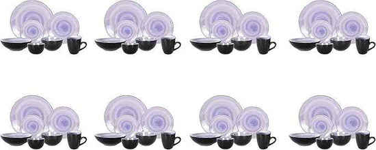 Stoneware Sonoma Dinnerware Set, Black + Speckled Handpainting (56pc Set, Cobalt)