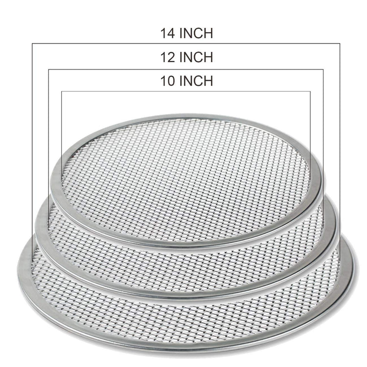 Pizza Screen 3PCS Aluminum Alloy Seamless Pizza Screen Non Stick Mesh Net Baking Tray Cookware Kitchen Tool For Oven (3 Count)