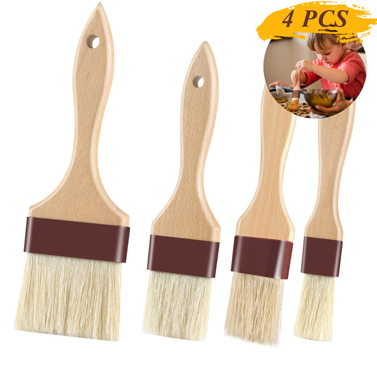 Pastry Brushes for Baking Basting Brush with Boar Bristles and Beech Hardwood Handles Culinary Oil Brush for Barbecue Butter Grill BBQ Sauce Baster Marinade Kitchen Food Cooking Brushes