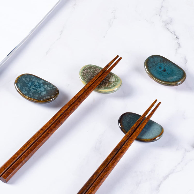 Ceramic Chopsticks Holder Chopstick Rest Spoon Fork Stand Holder Set of 6