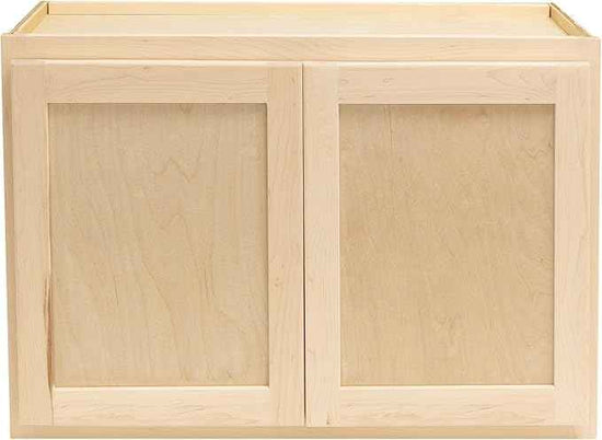 Quicklock RTA (Ready-to-Assemble) 42" Tall Wall Kitchen Cabinets - Shaker Style | 100% Hardwood | Made in America | Soft Close Hardware (Raw Maple, 12" D x 30" W x 24" H)