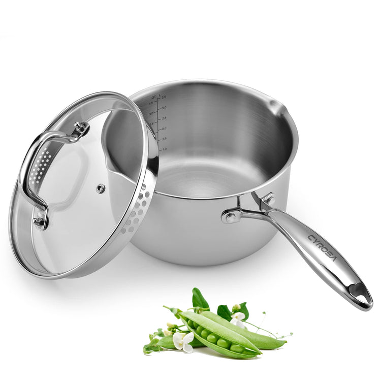 Stainless Steel Saucepan with Glass Lid