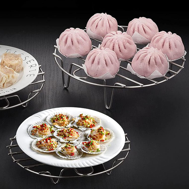 12.8" Round Cooking Rack Versatile Stainless Steel Grid Grill Steamer Rack