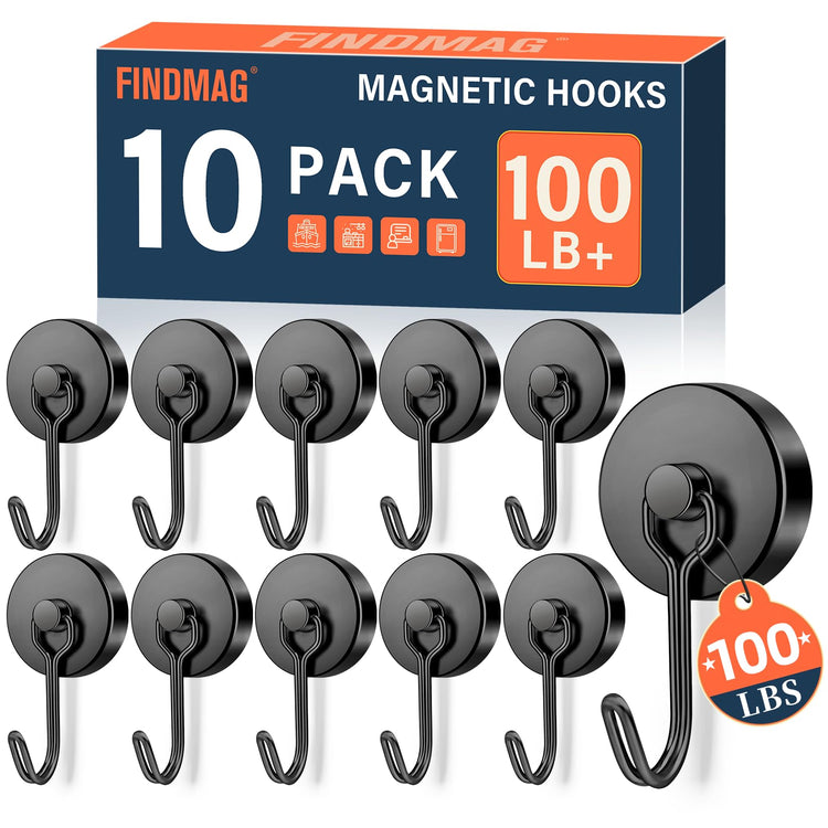 10 Pack Black Magnetic Hooks for Cruise Cabins (10 Count)