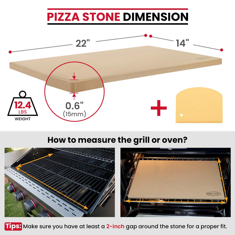 22 x 14 Inch Extra Large Pizza Stone for Oven and Grill