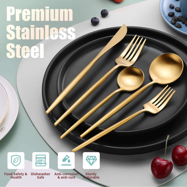 Matte Gold Silverware Set for 4 (4 Count)