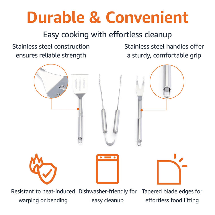 4 Piece Stainless Steel BBQ Grilling Tool Set with Carry Bag (4 Count)